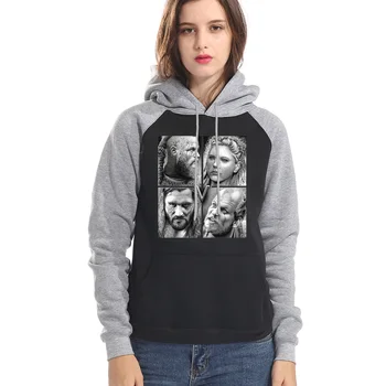 

Odin Vikings Hoodies Women Sweatshirts Agnar Lothbrok Athelstan Printed Raglan Sweatshirts 2019 Winter Hooded Pullover