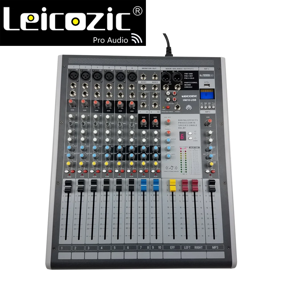 Leicozic HM10 USB 6 канальный миксер аудио с цифровым процессором эффектов