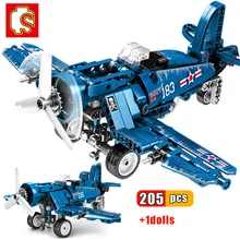 Sembo Block Military Fighter Building Block WW2 Helicopter US F4U Spitfire Fighter Army soldiers model bricks Toy for children assembled building block mediaeval castle soldiers model war military knights plastics figures toy diy toy for boys