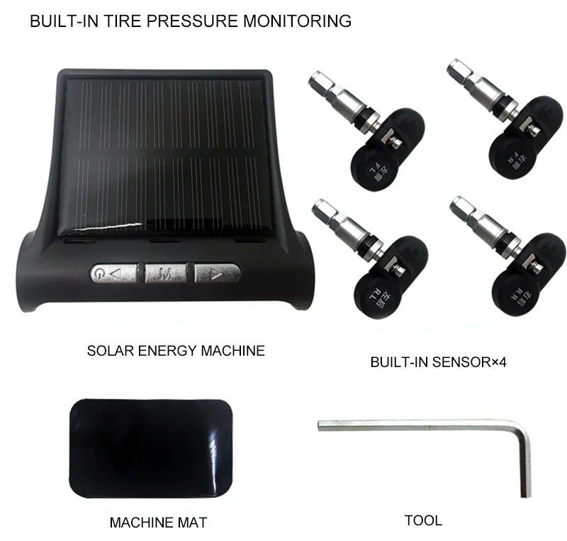 Автомобильный монитор давления в шинах, система солнечной энергии, цифровой ЖК-дисплей, 4 колеса, внутренний внешний датчик шин, оповещение о температуре - Тип: Internal Sensor