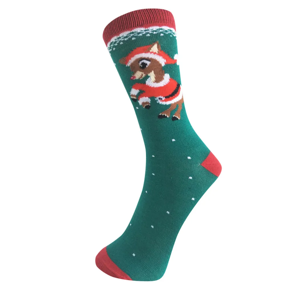 Christmas Women Ladies Warm Elk Snowman Socks Casual Cotton Socks Stocke Gift