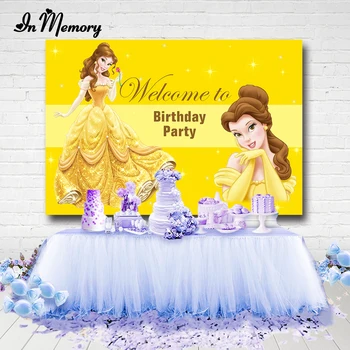 

InMemory Yellow Dress Beautiful Princess Backdrops For Girls Birthday Party Photography Backgrounds Customized 7x5ft Vinyl