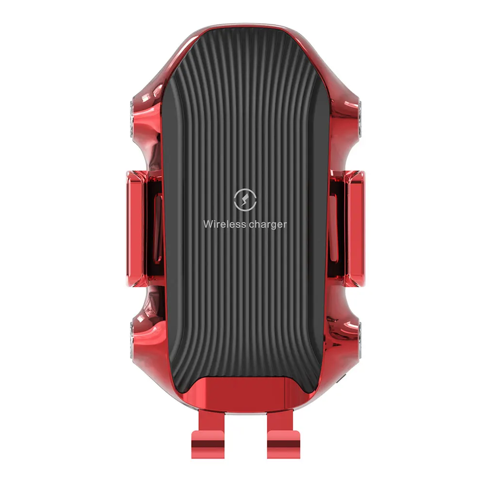 Qi Wireless Car Charger Mount Phone Holder For Samsung Note 10 Huawei iPhone Xr Xiaomi Automatic Clamping Induction Fast Charge - Цвет: Красный