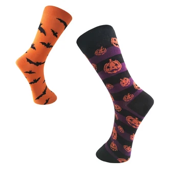 

Casual Cartoon Socks Autumn Bats Pumpkin Hosiery Knee-High Socks Crew Socks Women Cotton Funny Sock