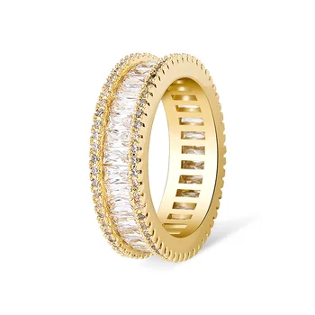 

2020 New Square Zircon Rings Gold Color High Quality Copper Iced Out Rings Hip Hop Fashion Personality Jewelry For Women Gift