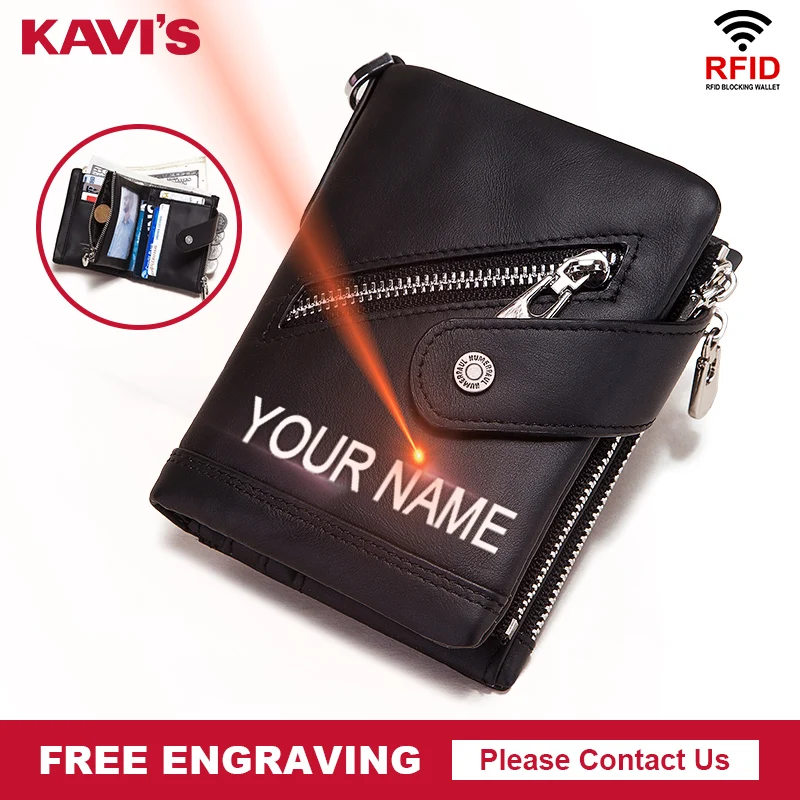 KAVIS Rfid бумажник из натуральной кожи коровы Для мужчин портмоне мужской Cuzdan