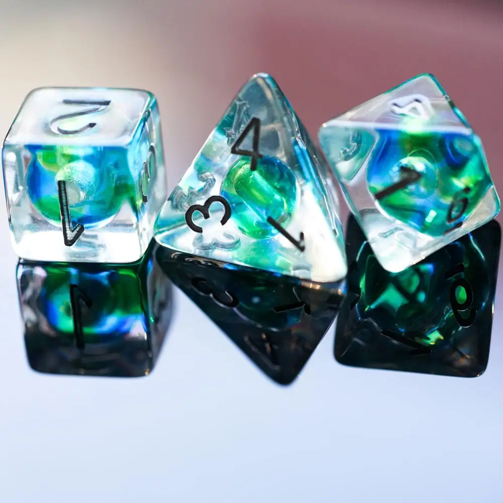 7 шт./компл. стеклянные бусины игральные кости DND D & D4 D6 D8 D10 % D12 D20 многогранные игры