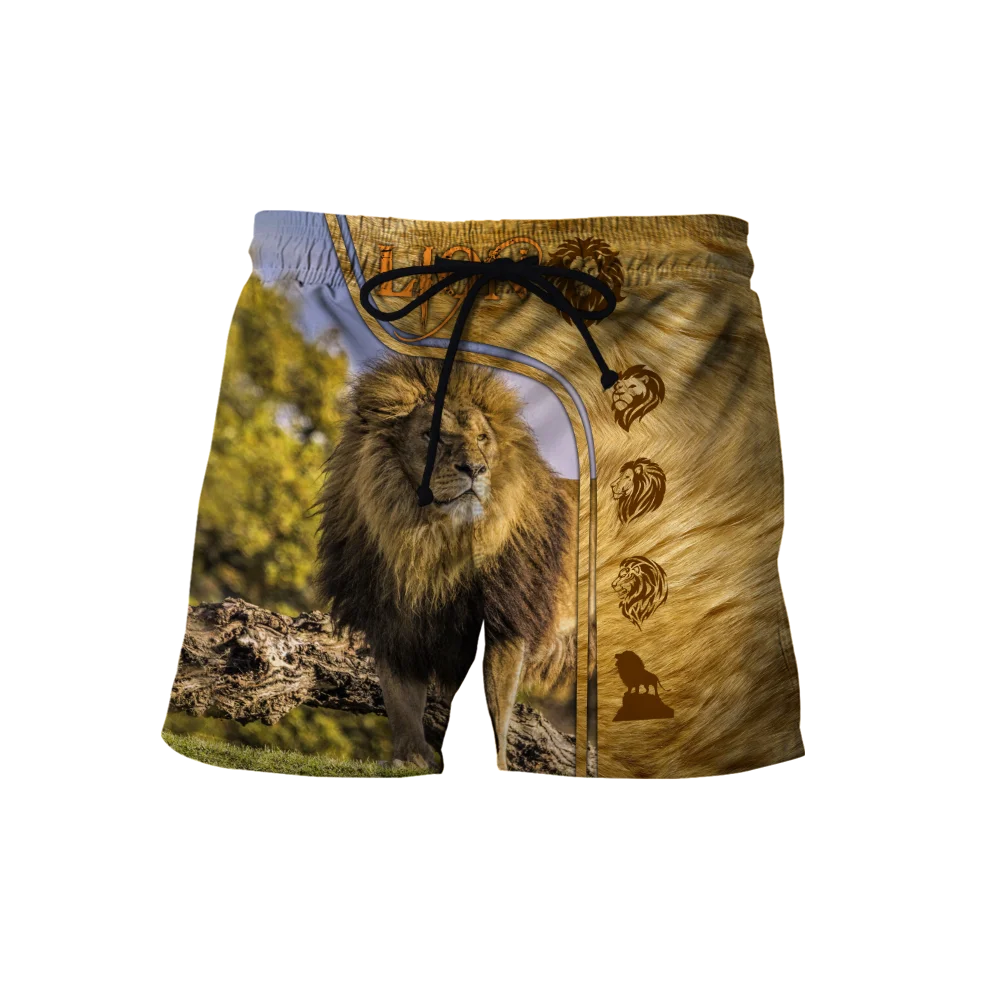 Animal Beautiful The Best Lion 3D Printed Mens Shorts Unisex Streetwear Shorts Summer Beach Harajuku Casual Shorts DK-13