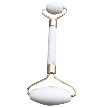 

White Double Head Facial Massage Roller Jade Face Slimming Body Head Neck Nature Roller Face Lift Care Tool
