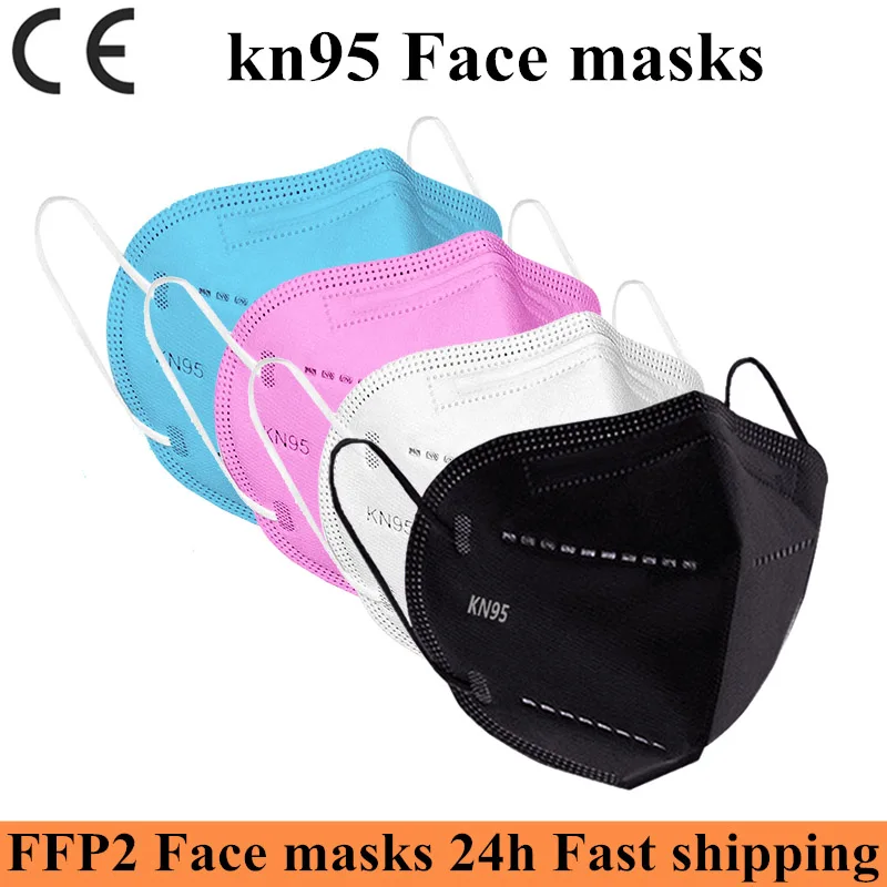 20 шт. FFP2mask KN95 маски для рта черные розовые лица против пыли респиратор