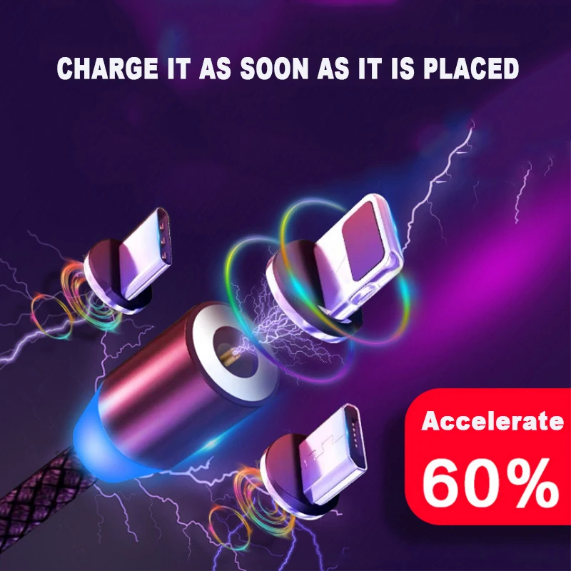 GEMT Magnetic Micro USB Cable For iPhono Samsun Android Fast Charging Magnet Charger USB Type C Cable Mobile Phone Cord Wire