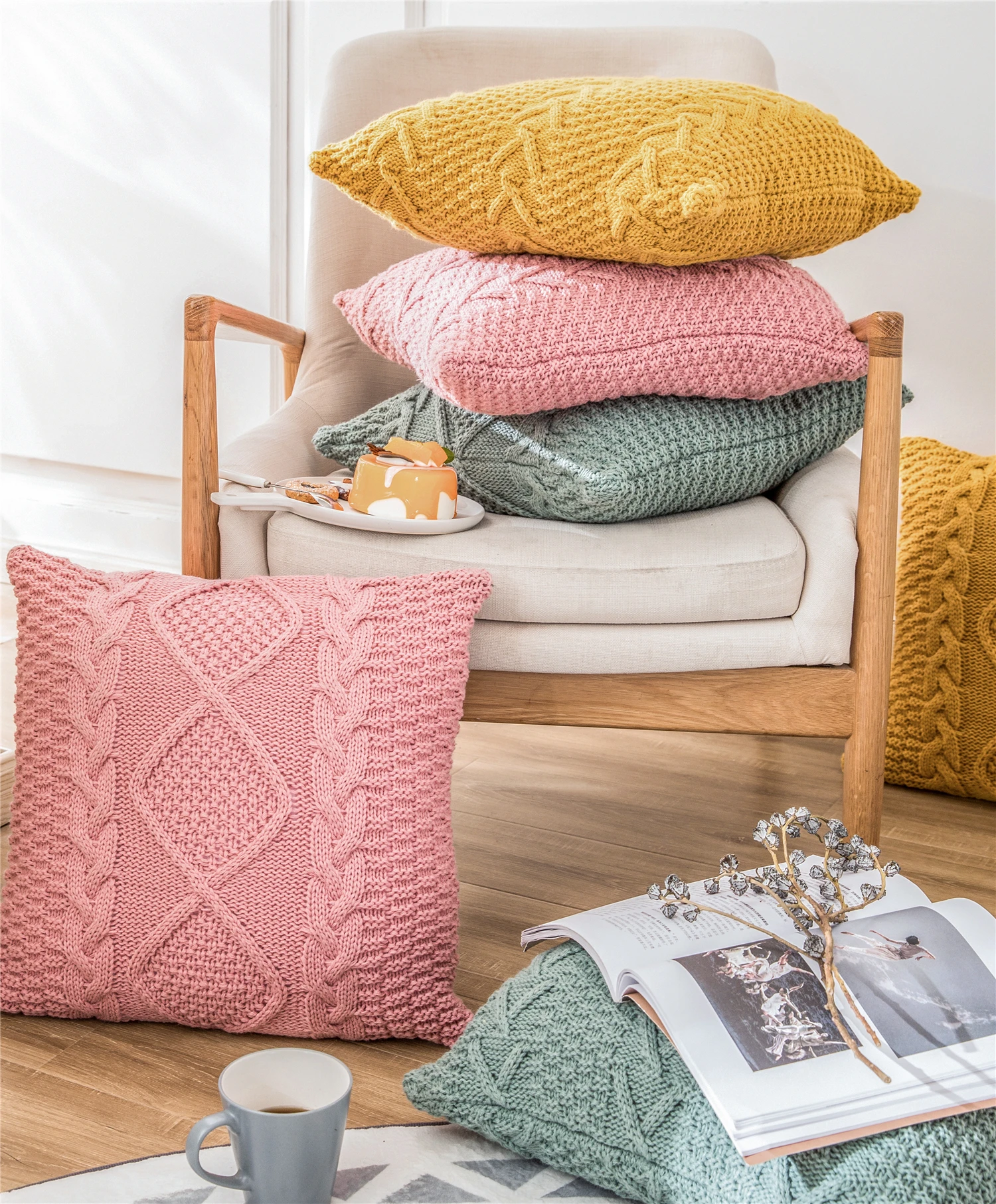 Housse de coussin cocooning style tricot