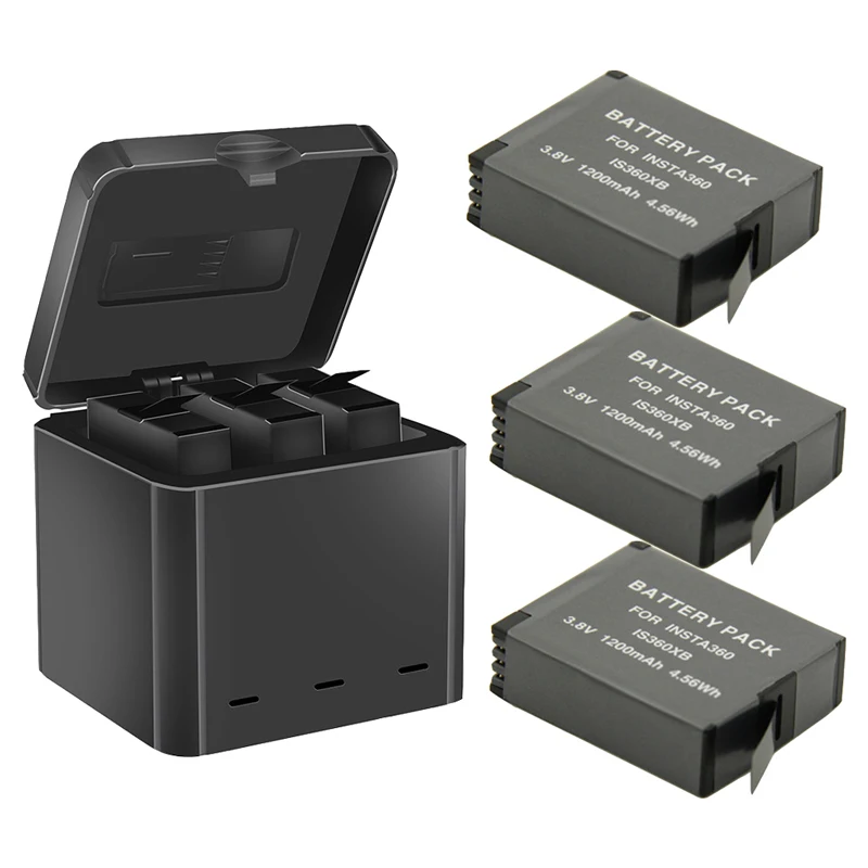 Новая версия Insta360 аккумулятор+ TYPE-C 3-1 коробка заряда для Insta360 ONE X 1200mAh LiPo холодные батареи Insta 360 - Цвет: 3battery and charegr