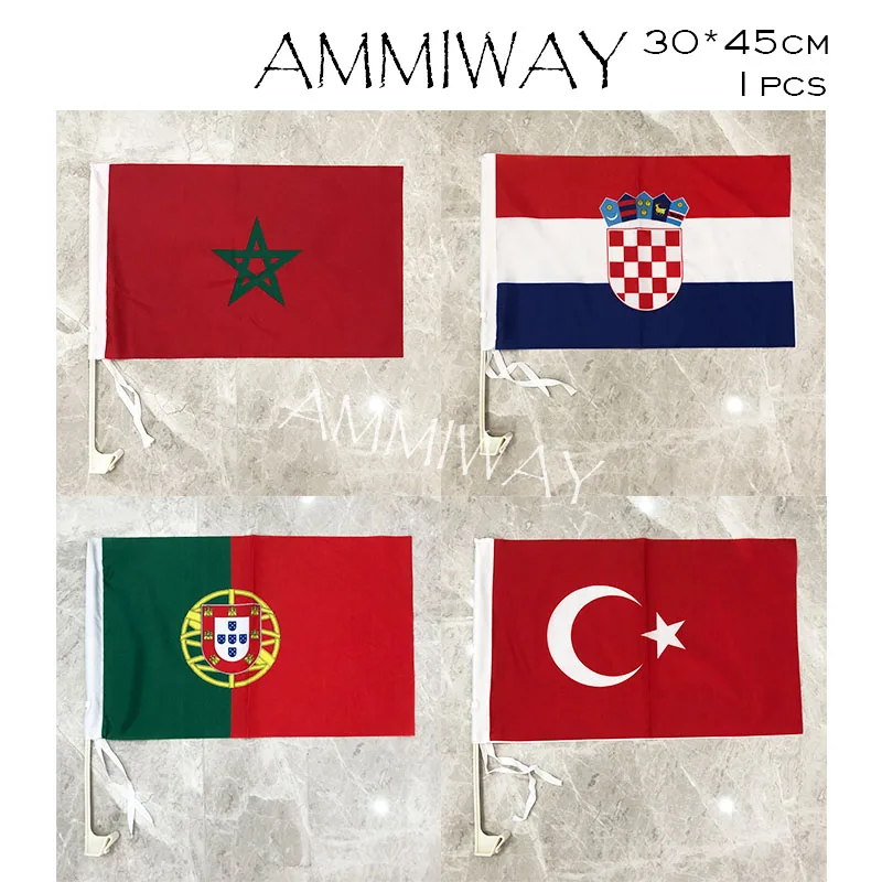 AMMIWAY 30x45 см 1 шт. флаг на окно автомобиля страны мира Хорватия Марокко Португалия