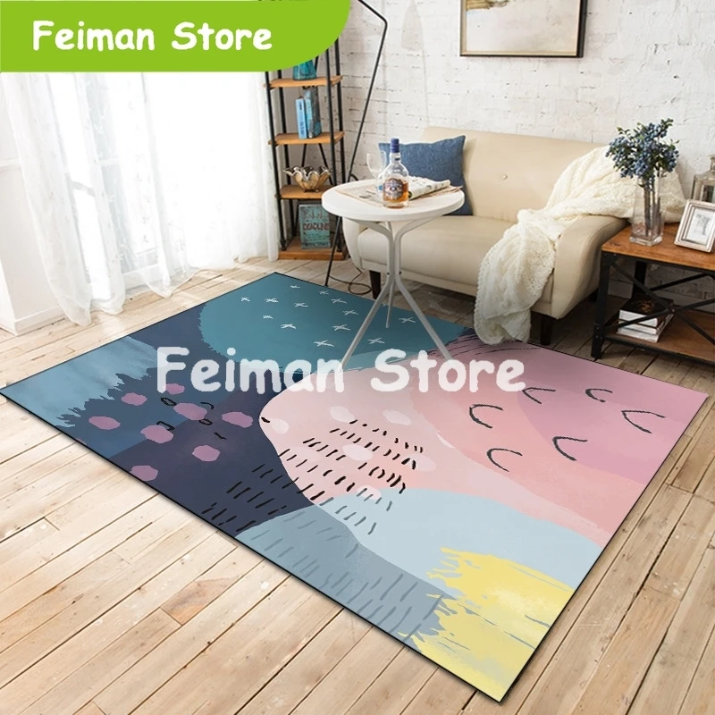 Скандинавские минималистичные ковры для гостиной, дома, спальни, красочные геометрические акварельные кофейные коврики для стола, детские игровые коврики