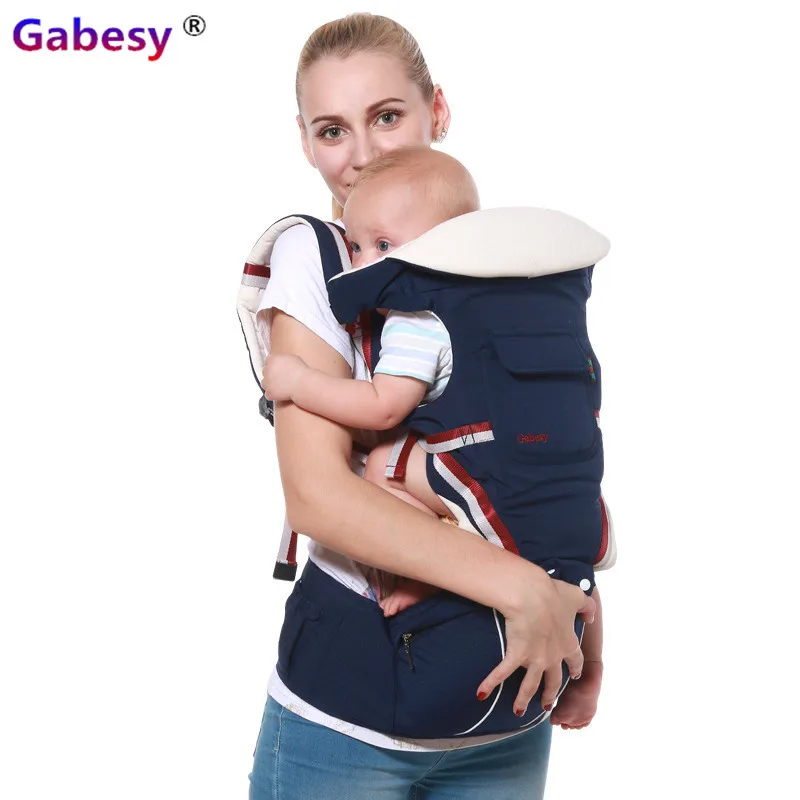 Роскошный эргономичный рюкзак-кенгуру, 9 в 1, 360, mochila portabebe, рюкзак-слинг для маленьких девочек и мальчиков, кенгуру, детская накидка, infantil - Цвет: Navy Blue