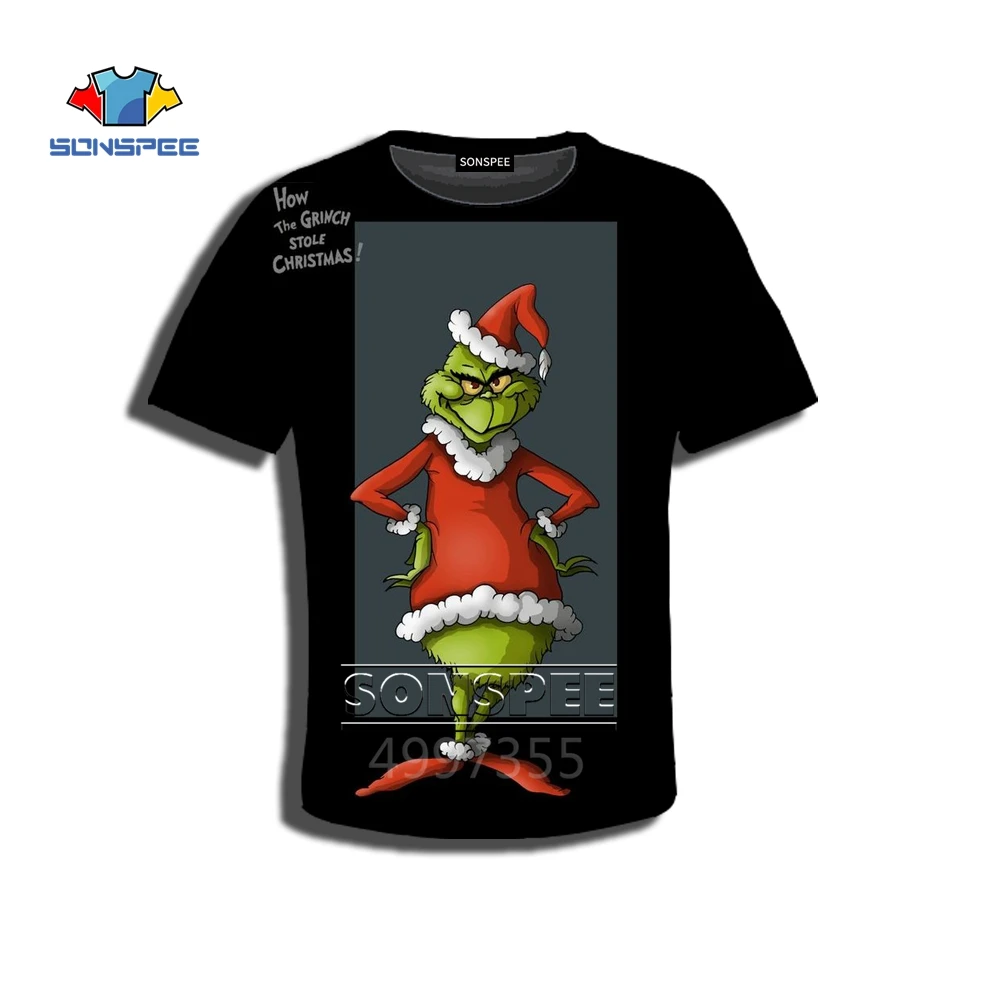 SONSPEE/забавная Рождественская уличная футболка для мальчиков в стиле Харадзюку Повседневная футболка с 3D принтом из мультфильма для мальчиков, топы с аниме для детей, A527