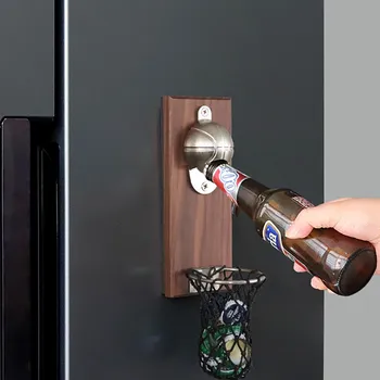 

Wall Mount Bottle Basketball Opener with Embedded Magnetic Cap Catcher in Solid