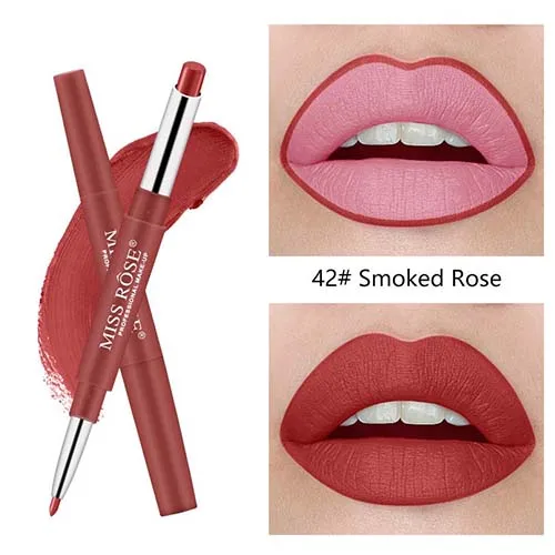 MISS ROSE, многофункциональная губная помада, карандаш, увлажняющая матовая губная помада, водостойкая, Стойкий цвет, Сексуальная Красная губная помада, подводка для губ, помада - Цвет: 42