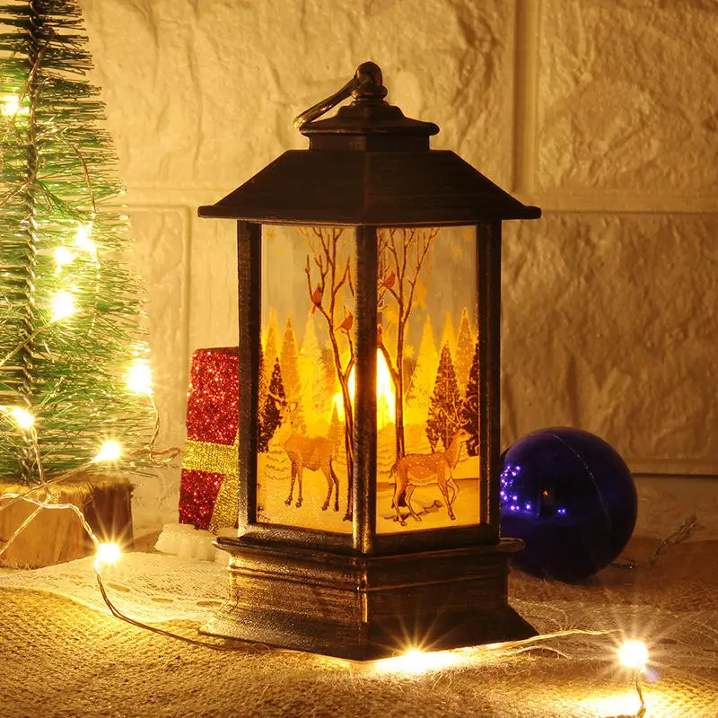 Vacclo, Рождественский Санта-Клаус, снеговик, олень, замок, светильник, подвесной фонарь, орнамент, Рождественский Декор для домашнего украшения стола - Цвет: T6