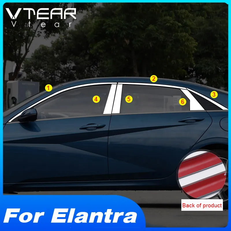 VtearCarWindowTrimCoverStainlessSteelWindowPillarUpperFrameStickersExterior