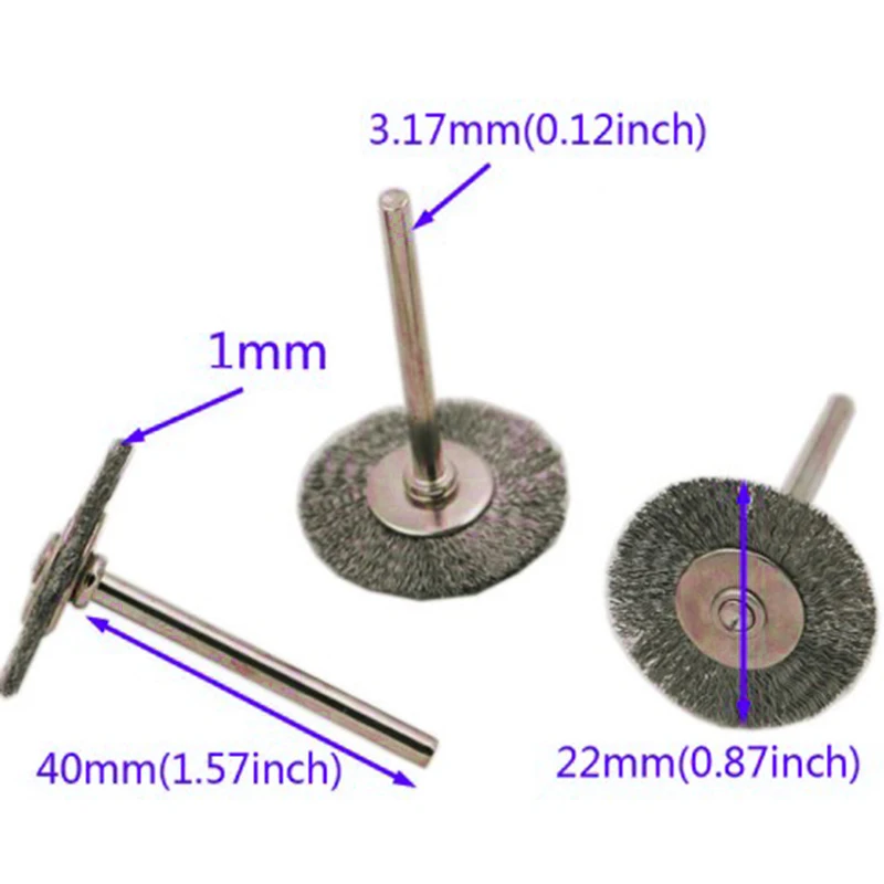 20 шт 22 стальной провод щетки для колес для удаления ржавчины металла кисть для полировки стали режущая вращающаяся щетка для мини-сверла роторный инструмент