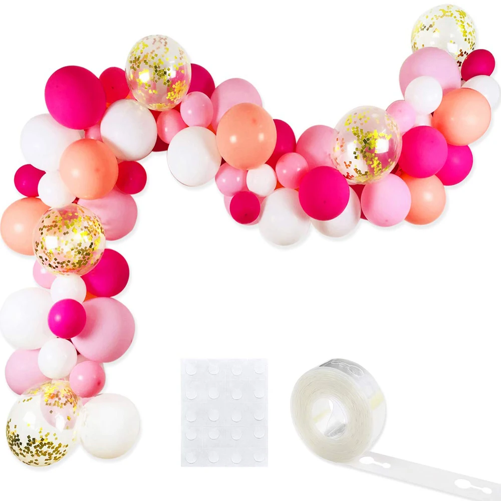 

Pink Balloon Garland Kit, 75 Pcs Balloons Arch Strip Set for Baby Shower Wedding Flamingo Girl Birthday Party Decorations