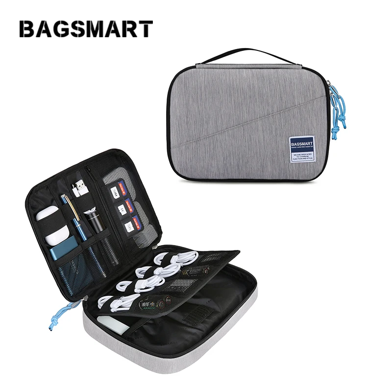 BAGSMART органайзер для электроники двухслойный дорожный кабель Шнур органайзера Органайзер сумка аксессуар органайзер сумка для хранения для 7,9"