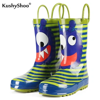 

SHOFORT Kids Rain Boots Boys Toddler Rain Boots Rubber Rain Shoes Monster Printed Easy-On Handles Outdoor Children Rainboots