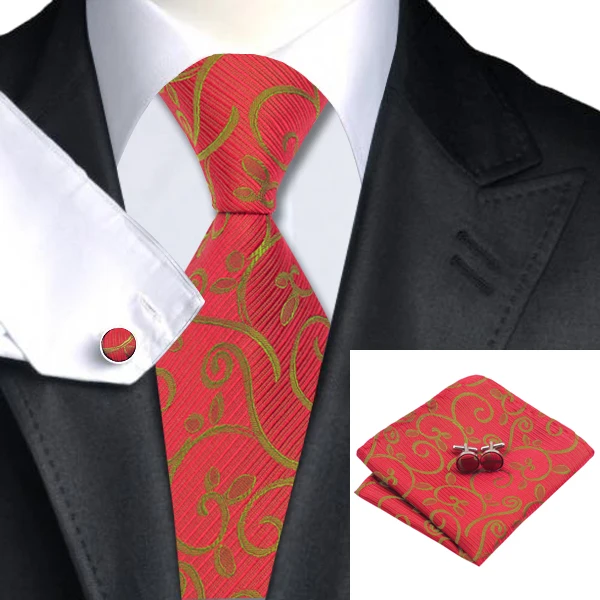 SN-1748, Hi-Tie, мужской галстук, шелковый галстук, высокое качество, золотой, красный, синий, розовый, одноцветные галстуки для мужчин, Свадебная вечеринка, деловой носовой платок, запонки - Цвет: C-1119