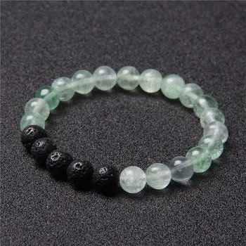 

Fashion Handmade Natural Lava Stone Beads Bracelet 8mm Fluorite Amazonite Stone Beaded Charm Energy Bracelet Jewelry Women Men