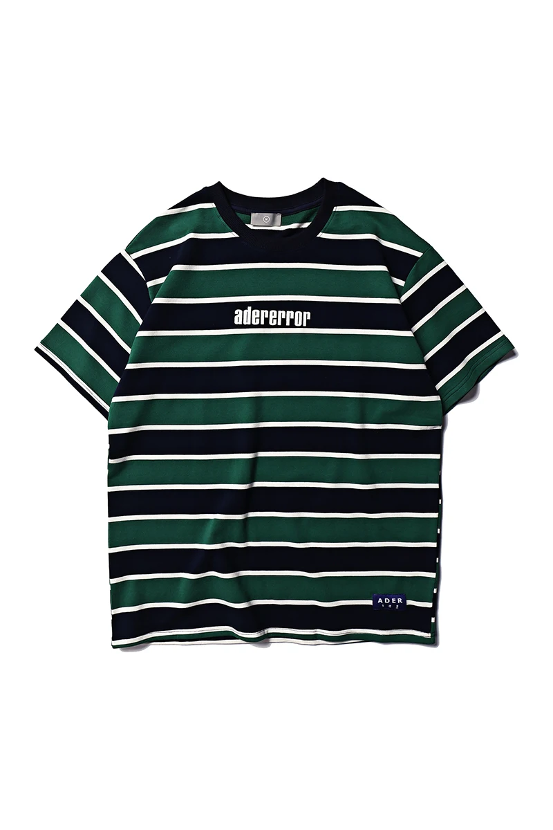 Для мужчин s футболка прилив бренд Adererror хлопковая Футболка Высокое качество Для мужчин Для женщин Ader полоса контрастного с буквенным принтом Футболка с вышивкой - Цвет: 12