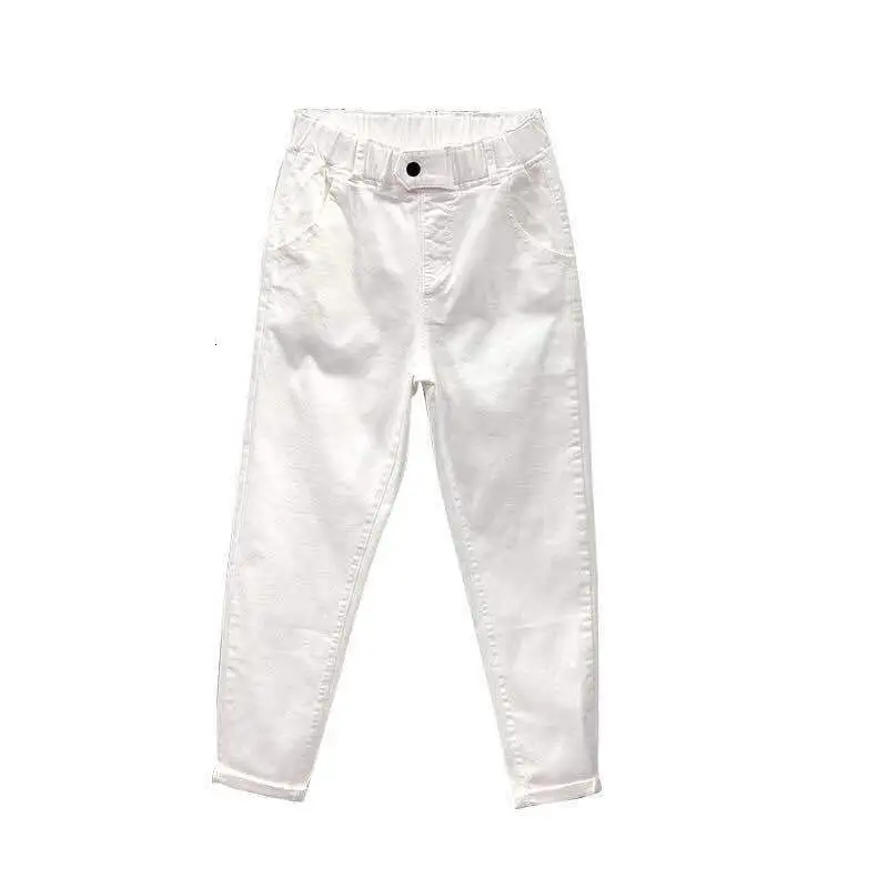 

Vintage Boyfriend Jeans For Women 2019 Spring Autumn Elastic High Waist Mom White Jeans Harajuku Ankle-Length Denim Pants
