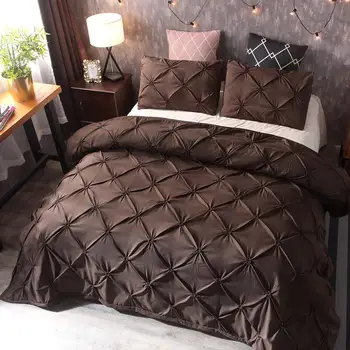 

4 Size Polyester Fiber Bedding Sets Duvet Cover New Home Furnishing Bed Sheet Gift Luxury Pillow Case Quilt Cover Brown