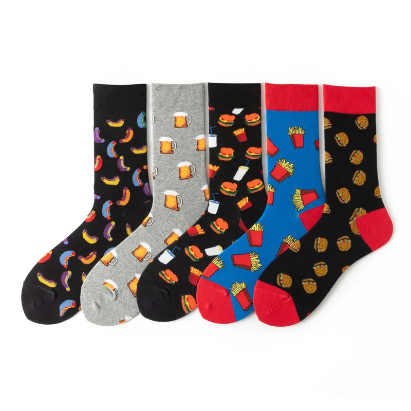 Unisex Fashion Art Men Sock 3D Print Fruit Happy Socks Avocado Apple Cherry Crew Men Funny Meias Cotton Harajuku Soft Socks