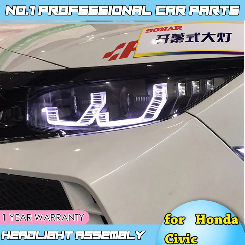 Автомобильный Стайлинг для Honda Civic фары- Civic X светодиодный светодиодные дневные ходовые огни на передних фарах HID фара Angel Eye Bi Xenon аксессуары