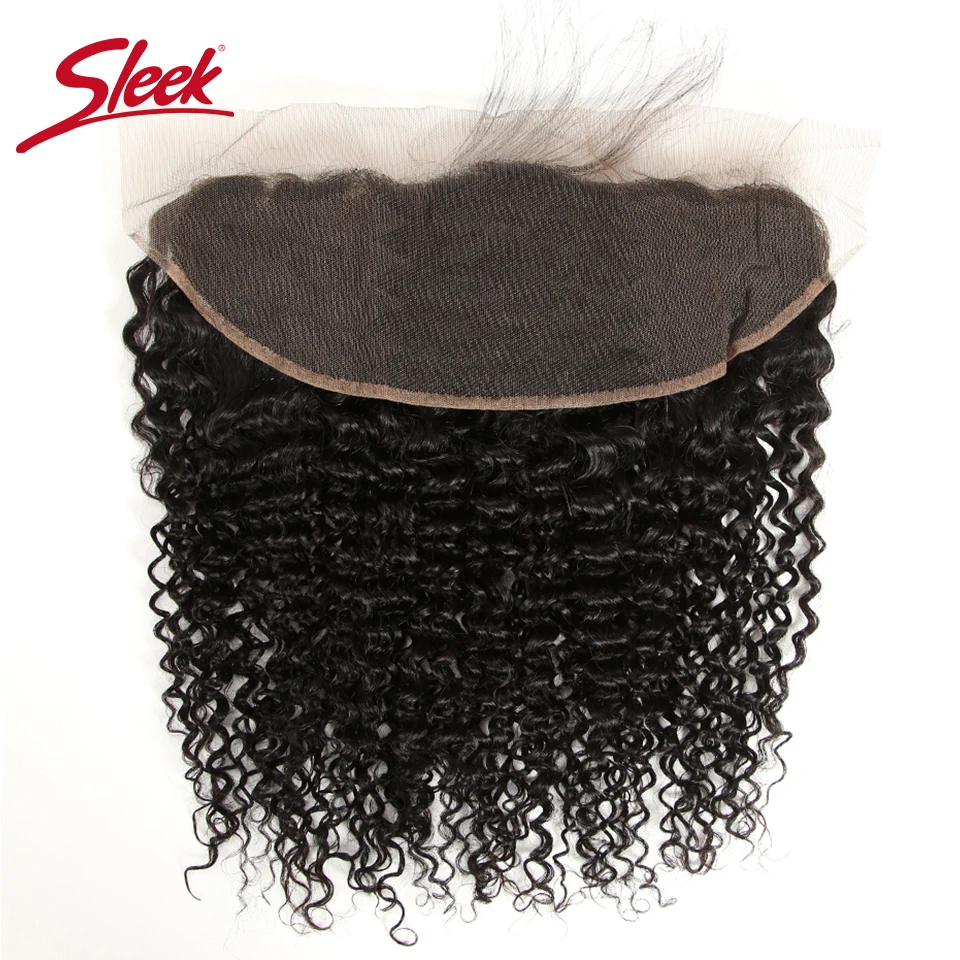  Sleek Indian Kinky Curly Hair 13x4 Lace Frontal Closure 8-20 Inches Natural Remy Hairline Bleached 