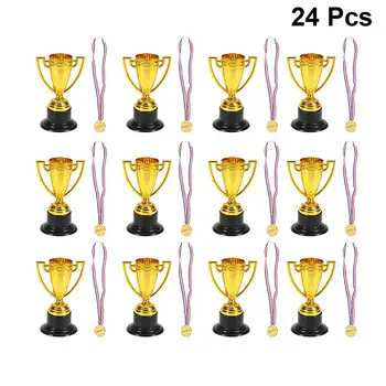 

24PCs Childrens Prizes Early Learning Winner Awards Plastic Mini Interest Development Gold Cups Medals for Competition Sports