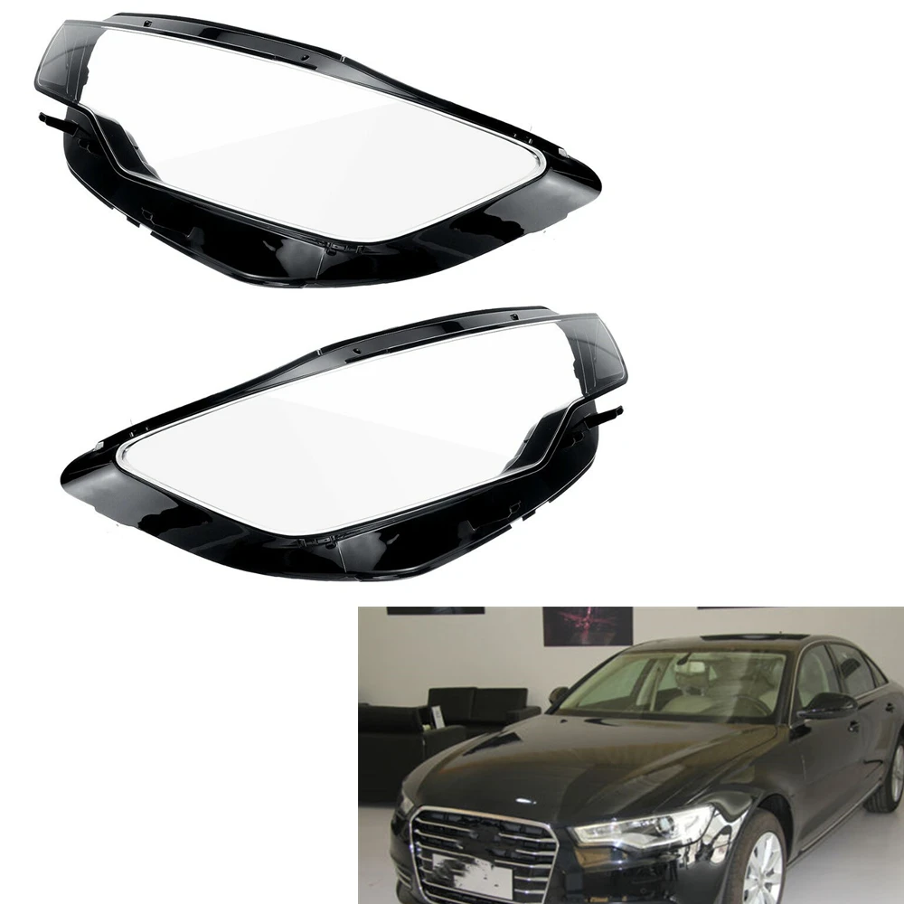 

Left+Right Front Headlight Headlamp Lens Clear Cover For Audi A6L C7 2013-2015