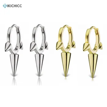

Kikichicc 925 Sterling Silver Plain 8mm Drop Long Spike 10mm Earring Rock Punk Piercing No Clips Men Women Luxury Jewelry