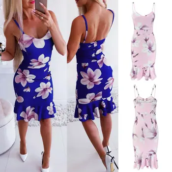 

Women Wrap Summer Bandage Bodycon Casual Tunic Sleeve Casual Evening Party Cocktail Club Print Tank Top Mini Dress