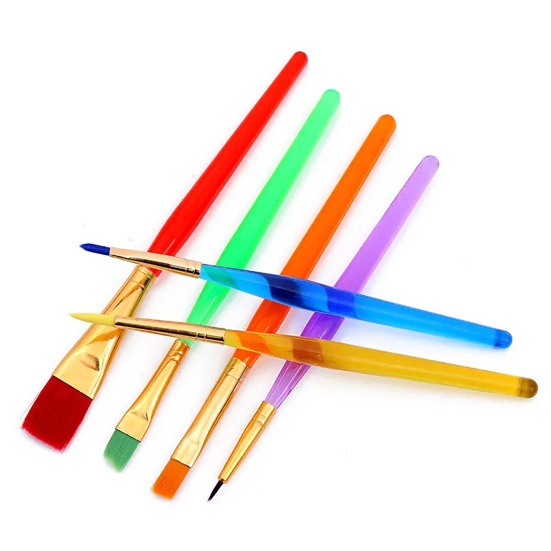 6Pcs/Set Paintbrush Art Graffiti Painting Brush For Artist Oil Watercolor Scrubbing Drawing Pen Handle Tool Kids Paint Brush
