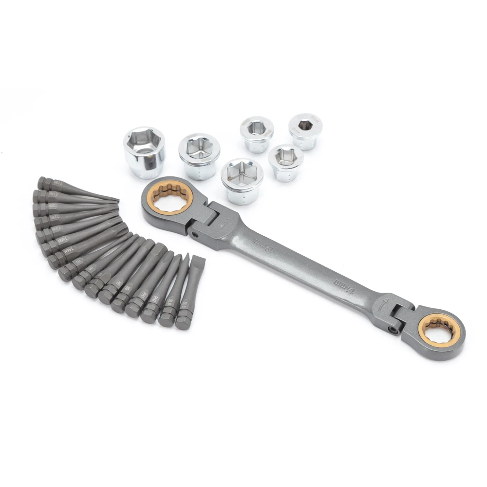 

Variable Angle Ratchet Wrench Bit Socket Set Hand Tool