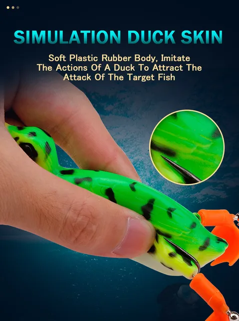 Разпродажба Gobass Bass Flipper Ducking Soft Lures Lifelike Topwater  Silicone Fishing Bait 10cm 23g Splash Feet Frog Double Propeller Tackle /  Спорт & забавление ~