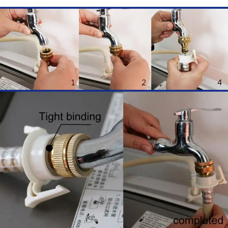 23mm Copper water pipe Hose Quick Connector Brass Threaded Kitchen Garden Water Conversion Connector Tube Fitting Tap Adapter