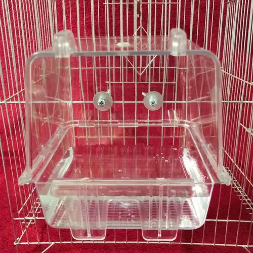 ПЭТ Птица Попугай прозрачный Душ Ванна коробка висячая Ванна клетка чистящий инструмент - Цвет: Прозрачный