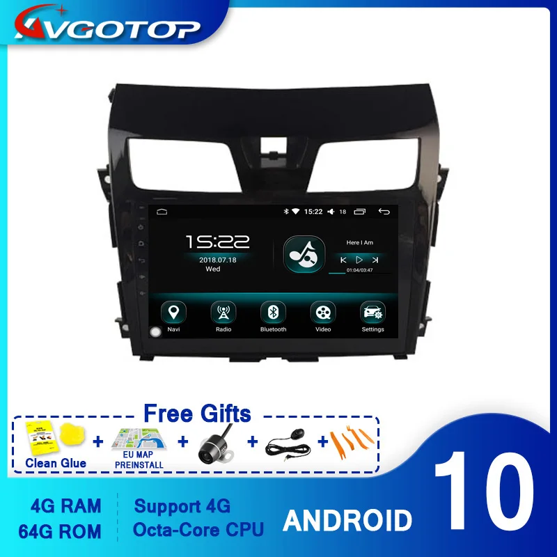 AVGOTOP Octa-Core Android 10 0 автомобильный мультимедиа для NISSAN 2013 Teana 4 Гб оперативной памяти
