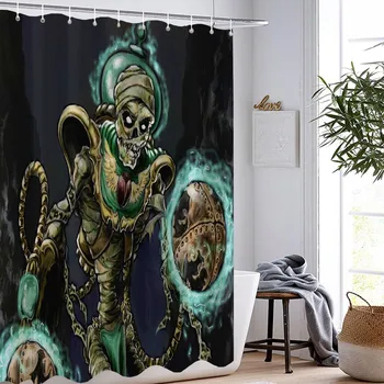 

Scary Skull Shower Curtains Cartoon Polyester Shower Curtain Happy Halloween Washable Bath Curtain Home Decor Bathroom Curtain