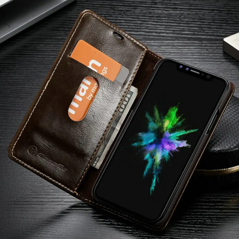 Чехол из искусственной кожи с магнитной застежкой и подставкой для iPhone XS Max XR X 8 7 6