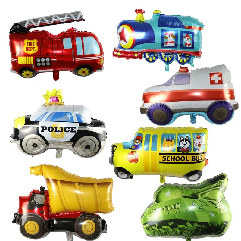 

DIY Cartoon Car Balloons Fire Truck Car Train Foil Balloon Ambulance Globos Children Gifts Birthday Party Decorations Kids balls